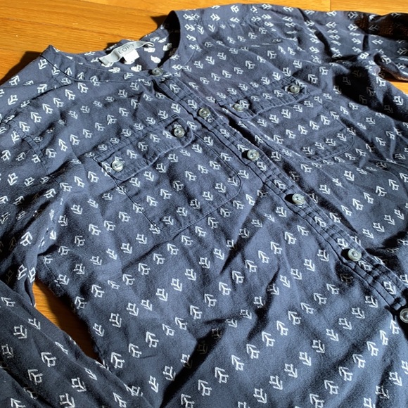 Navy Blue Cotton Blouse - Picture 2 of 9